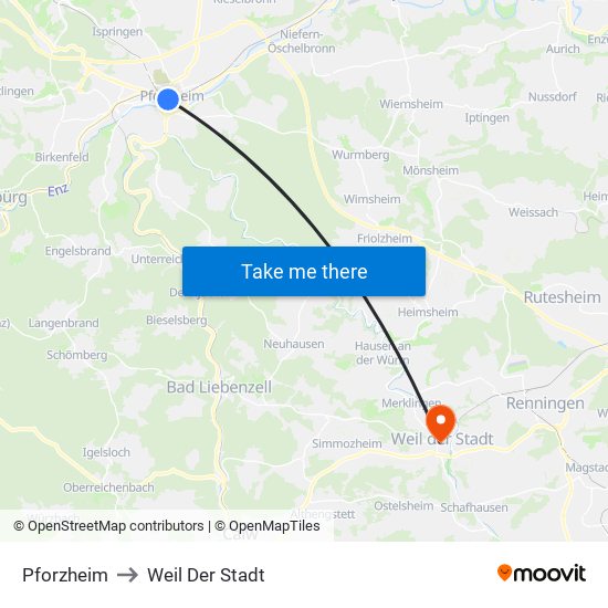 Pforzheim to Weil Der Stadt map