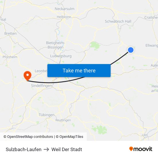 Sulzbach-Laufen to Weil Der Stadt map