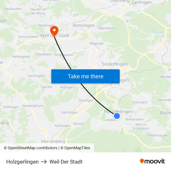 Holzgerlingen to Weil Der Stadt map