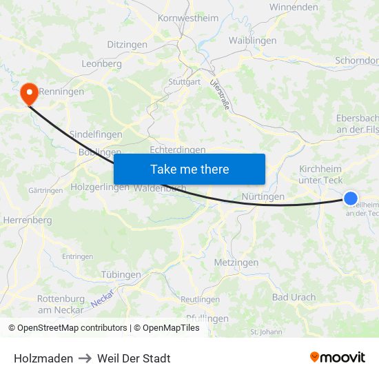 Holzmaden to Weil Der Stadt map