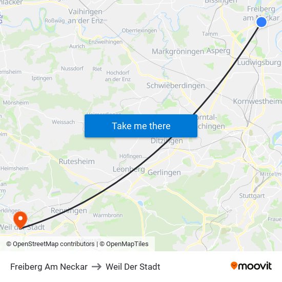 Freiberg Am Neckar to Weil Der Stadt map