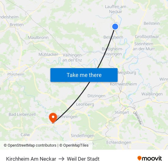 Kirchheim Am Neckar to Weil Der Stadt map