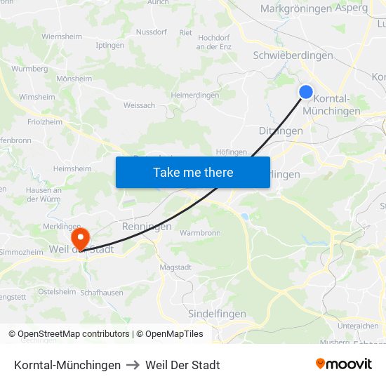 Korntal-Münchingen to Weil Der Stadt map