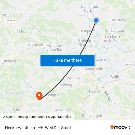Neckarwestheim to Weil Der Stadt map