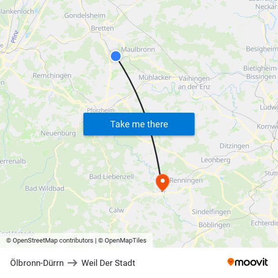 Ölbronn-Dürrn to Weil Der Stadt map