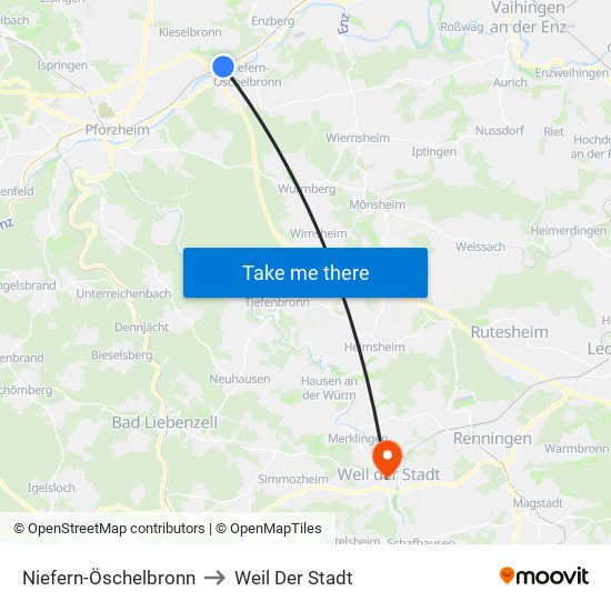 Niefern-Öschelbronn to Weil Der Stadt map