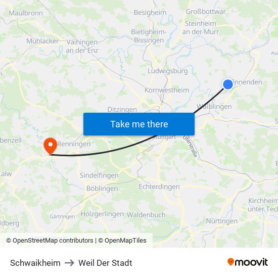 Schwaikheim to Weil Der Stadt map