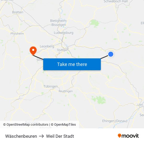 Wäschenbeuren to Weil Der Stadt map