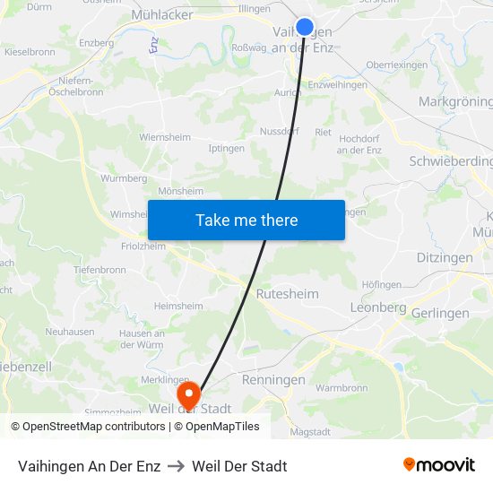 Vaihingen An Der Enz to Weil Der Stadt map