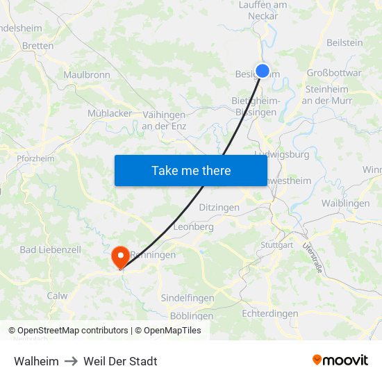 Walheim to Weil Der Stadt map