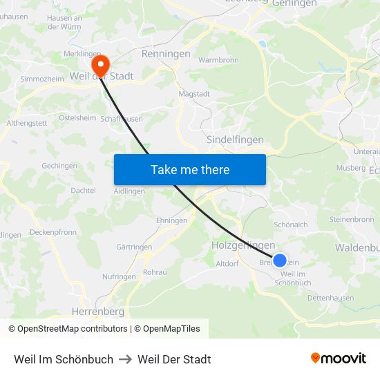 Weil Im Schönbuch to Weil Der Stadt map