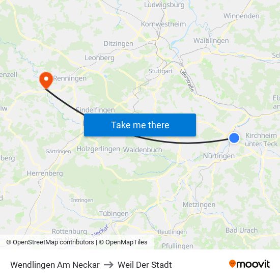 Wendlingen Am Neckar to Weil Der Stadt map