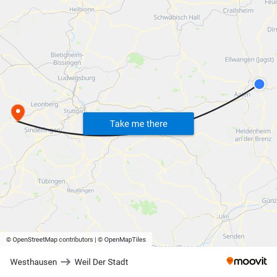 Westhausen to Weil Der Stadt map