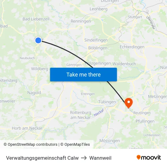 Verwaltungsgemeinschaft Calw to Wannweil map