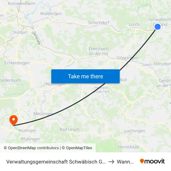 Verwaltungsgemeinschaft Schwäbisch Gmünd to Wannweil map