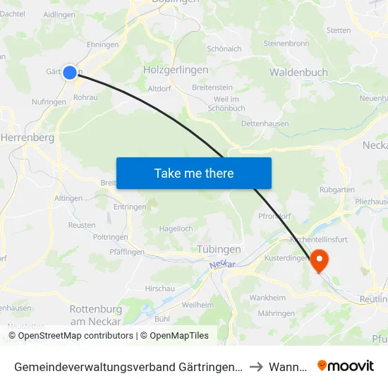 Gemeindeverwaltungsverband Gärtringen/Ehningen to Wannweil map