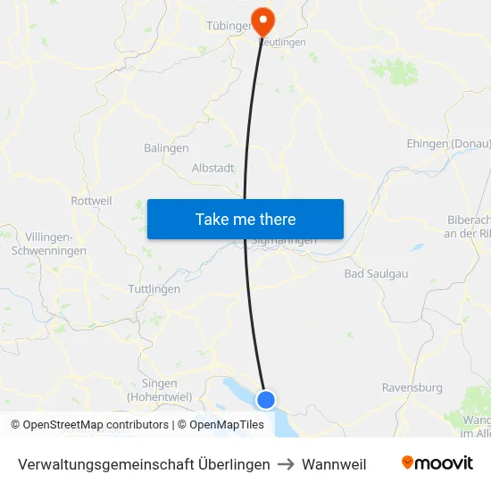 Verwaltungsgemeinschaft Überlingen to Wannweil map