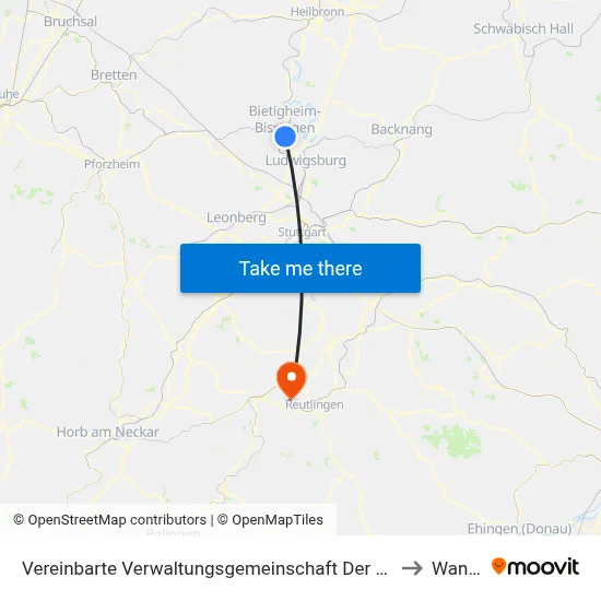 Vereinbarte Verwaltungsgemeinschaft Der Stadt Bietigheim-Bissingen to Wannweil map