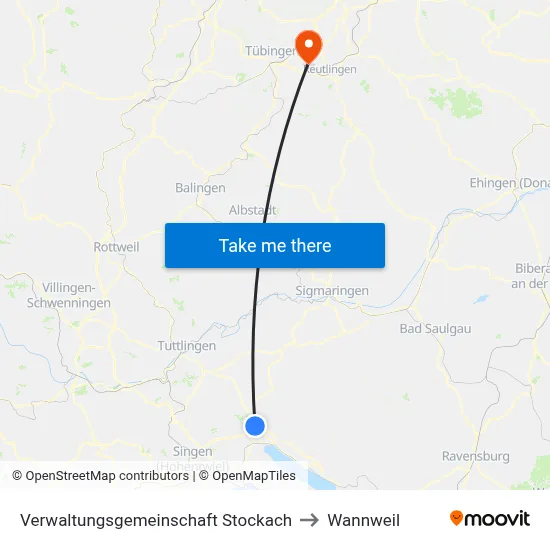 Verwaltungsgemeinschaft Stockach to Wannweil map