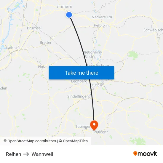 Reihen to Wannweil map