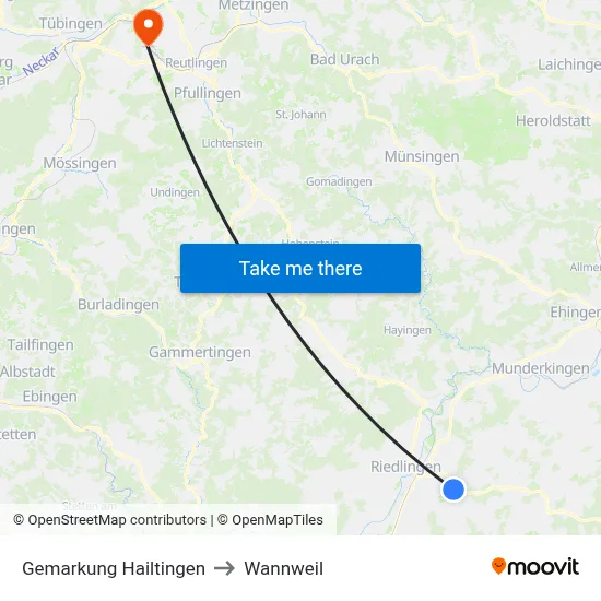 Gemarkung Hailtingen to Wannweil map