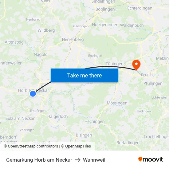 Gemarkung Horb am Neckar to Wannweil map
