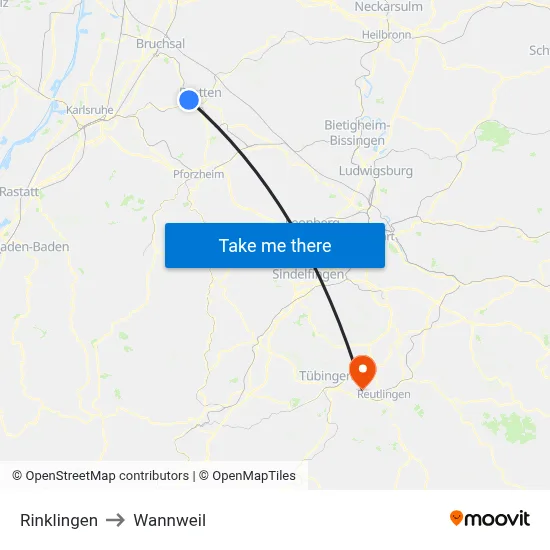 Rinklingen to Wannweil map