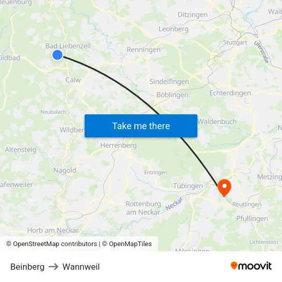 Beinberg to Wannweil map