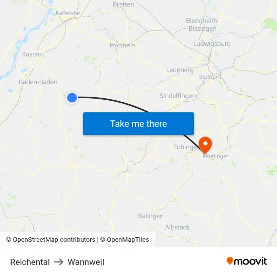 Reichental to Wannweil map