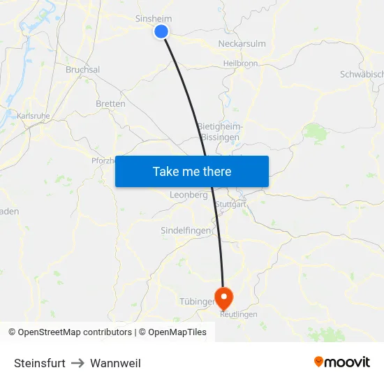 Steinsfurt to Wannweil map