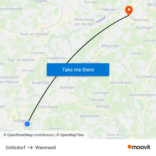 Göllsdorf to Wannweil map