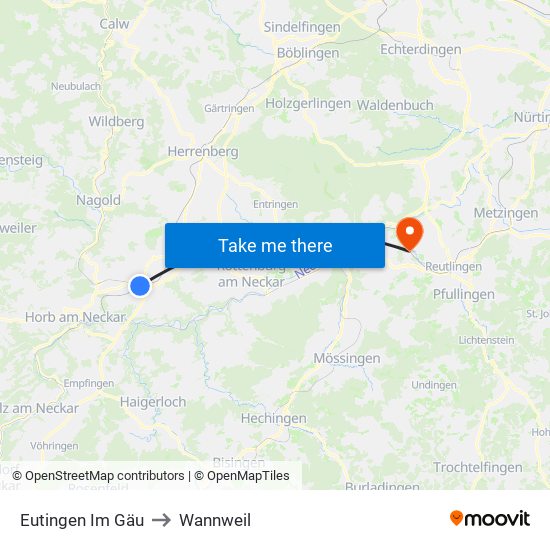 Eutingen Im Gäu to Wannweil map