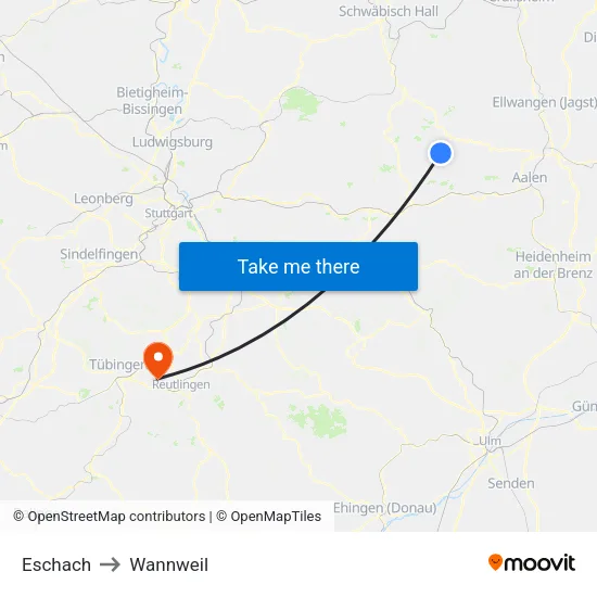 Eschach to Wannweil map