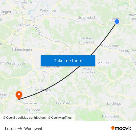 Lorch to Wannweil map