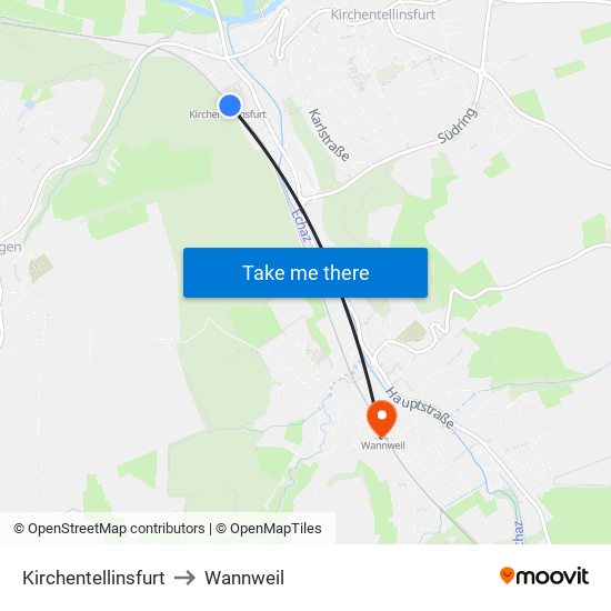 Kirchentellinsfurt to Wannweil map