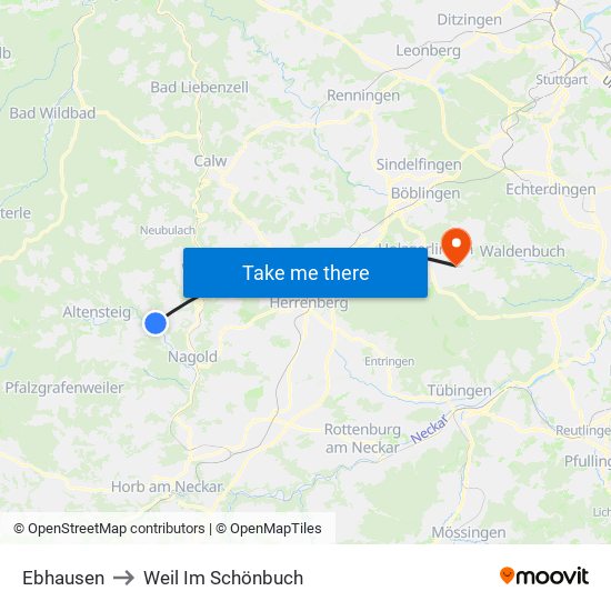 Ebhausen to Weil Im Schönbuch map