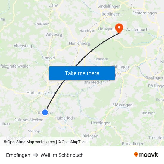 Empfingen to Weil Im Schönbuch map