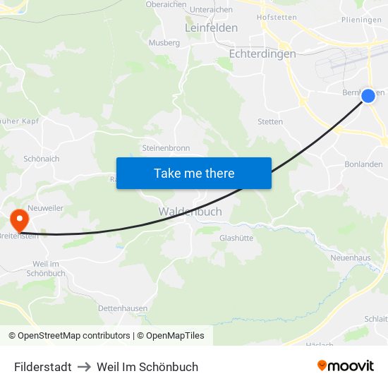 Filderstadt to Weil Im Schönbuch map