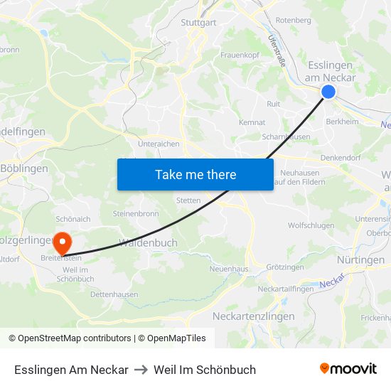 Esslingen Am Neckar to Weil Im Schönbuch map