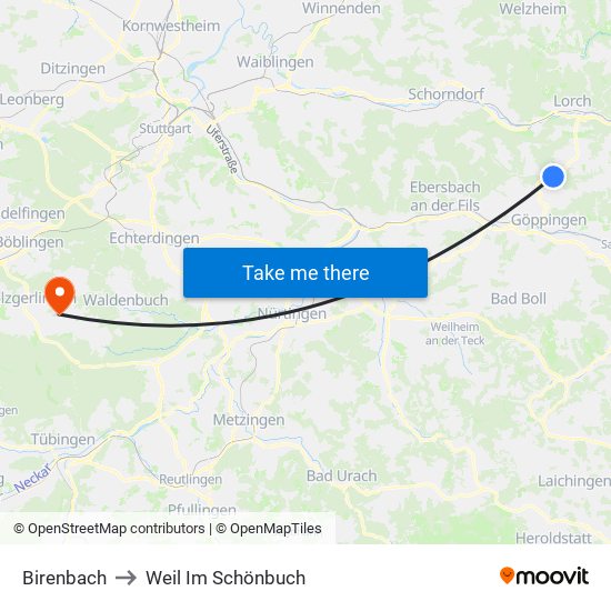 Birenbach to Weil Im Schönbuch map