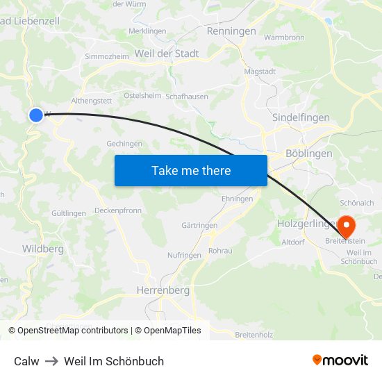 Calw to Weil Im Schönbuch map