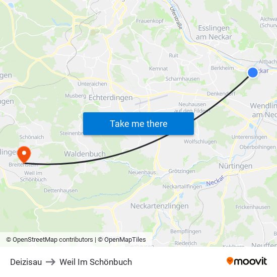 Deizisau to Weil Im Schönbuch map