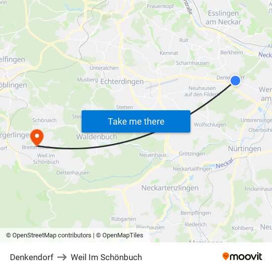 Denkendorf to Weil Im Schönbuch map