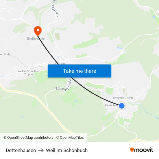 Dettenhausen to Weil Im Schönbuch map
