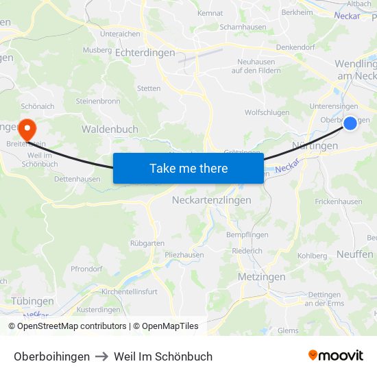 Oberboihingen to Weil Im Schönbuch map