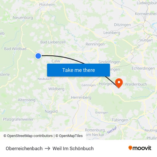 Oberreichenbach to Weil Im Schönbuch map