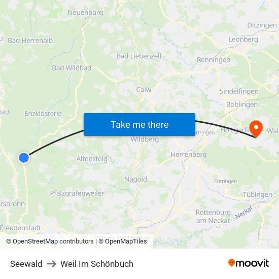 Seewald to Weil Im Schönbuch map