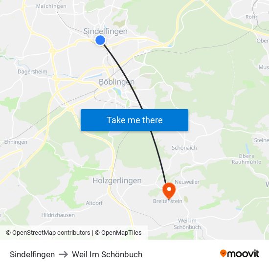 Sindelfingen to Weil Im Schönbuch map