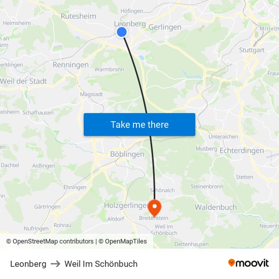 Leonberg to Weil Im Schönbuch map