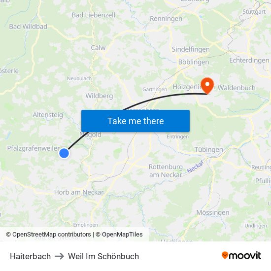 Haiterbach to Weil Im Schönbuch map